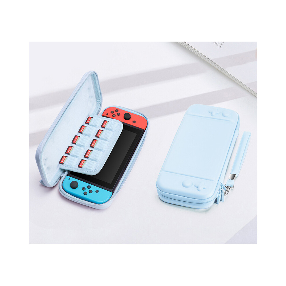 (Sky blue) Hard Shell Protective Cover Travel Bag Storage Carry Case With 10 Game Card Slots for Nintendo Switch /Switch Oled Accessories
