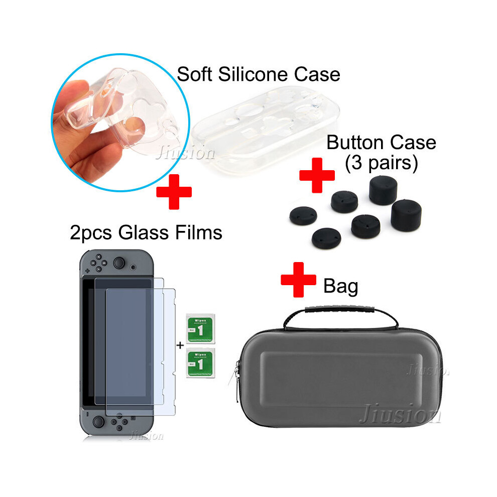 Maxpower (6 In 1 Kit-) Portable Hard Shell Case For Nintend Switch Water-Resistent Eva Carrying Storage Bag For Nitendo Switch Ns Console Accessories Gray