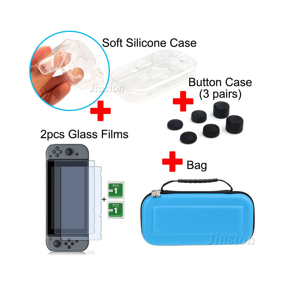 (6 in 1 Kit-Blue) Portable Hard Shell Case for Nintend Switch Water-resistent EVA Carrying Storage Bag for Nitendo switch NS Console Accessories-image-OPC-PG8NM6Y-NEW