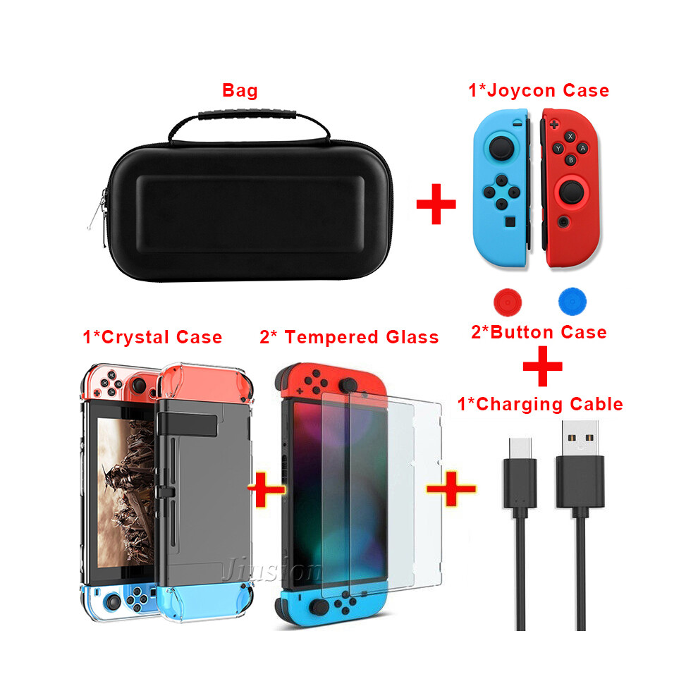 Maxpower (-6 In 1 Set) Portable Hard Shell Case For Nintend Switch Water-Resistent Eva Carrying Storage Bag For Nitendo Switch Ns Console Accessories Black