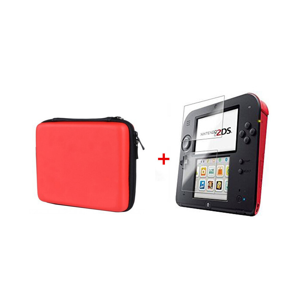 ( 2 In 1) 2Ds Eva Protector Hard Travel Carry Case Cover Pouch Bag Clear Touch Film Screen Guard Silicone Case For Nintendo Nintend Red 9190758664904