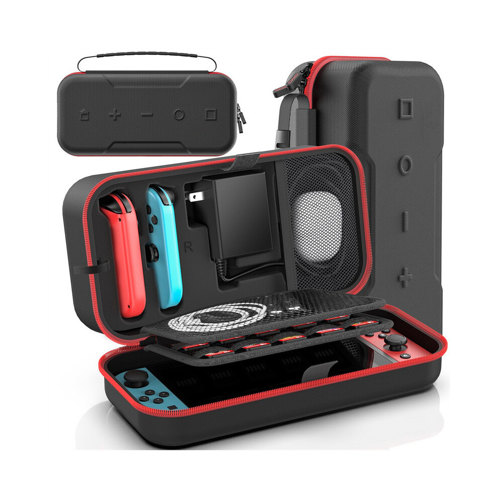Maxpower (Black) Carrying Storage Case For Nintendo Switch&Switch Oled Portable Switch Travel Carry Case Fit For Joy-Con And Adapter 20 Game