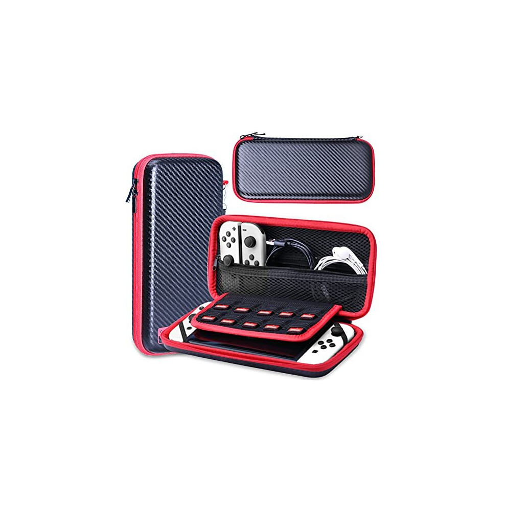 Maxpower (A-Red) Case For Nintendo Switch & Oled Model Protective Hard Portable Travel Carry Case Shell Pouch For Nintendo Switch Console