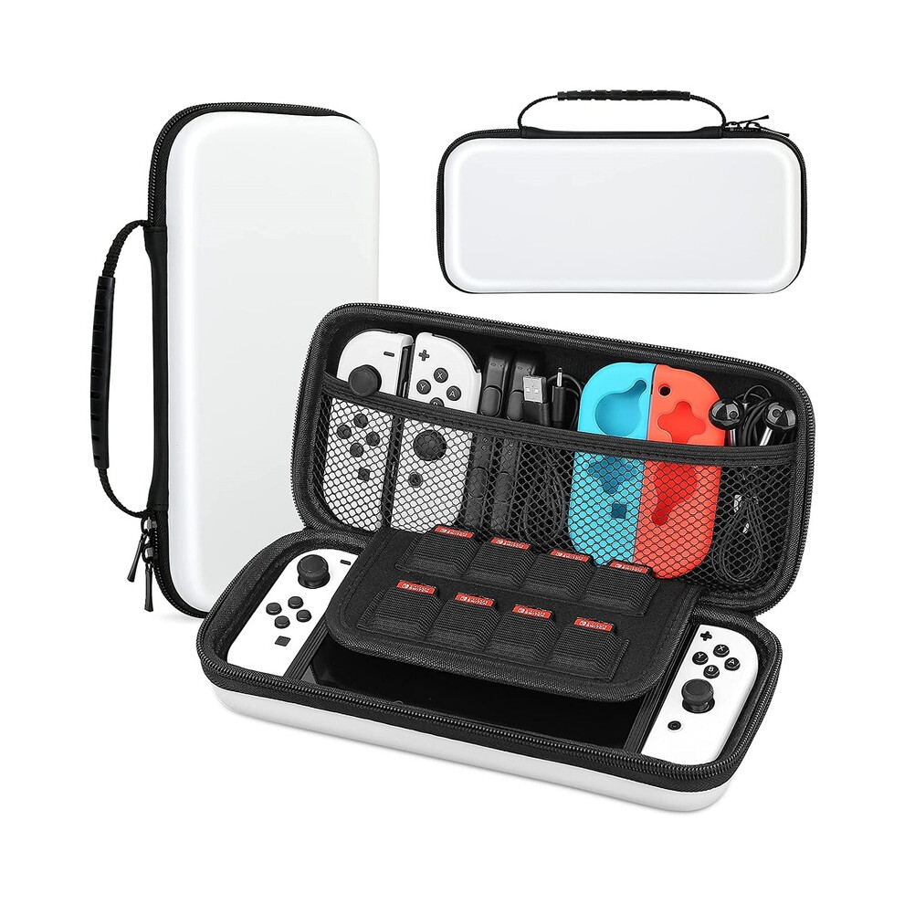 Maxpower (A-White) Case For Nintendo Switch & Oled Model Protective Hard Portable Travel Carry Case Shell Pouch For Nintendo Switch Console