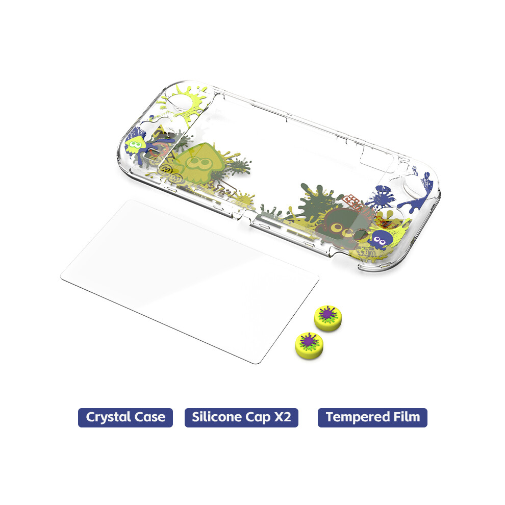 Maxpower (Ns Lite Case) Data Frog Full Cover Crystal Shell Case Anti-Slip Protective Cover Compatible-Nintendo Switch Lite Game Console Accessories