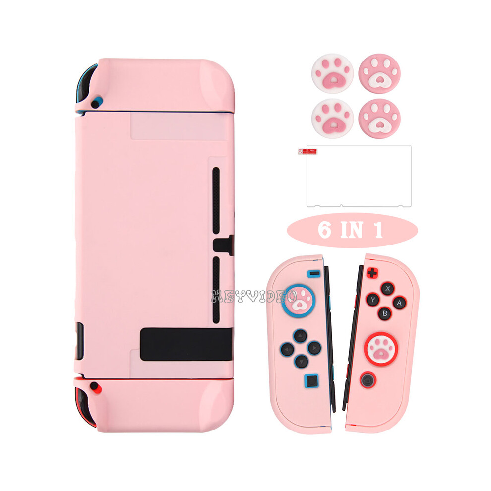 Maxpower (Switch Case) Pink Sakura Storage Bag Portable Travel Carry Case Cover For Nintendo Switch/Oled Game Accessories Kit Glass Film +Thumbsticks