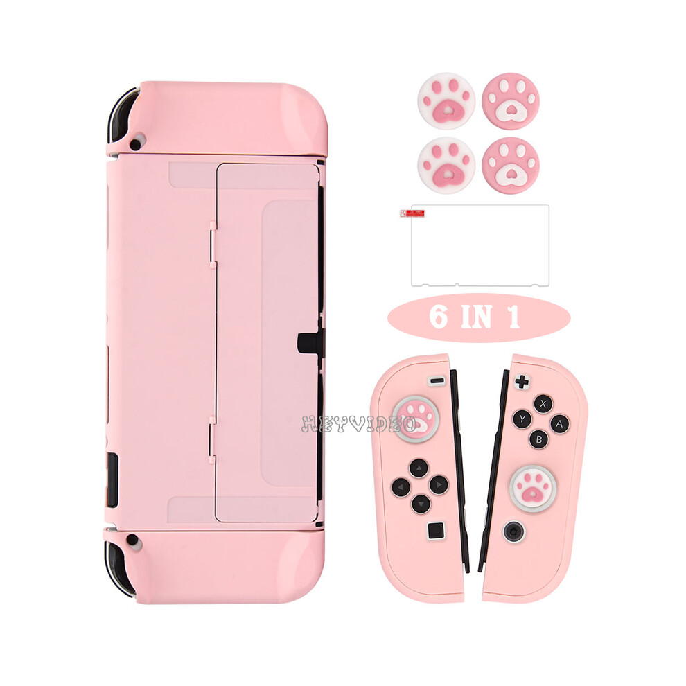 Maxpower (Oled Case) Pink Sakura Storage Bag Portable Travel Carry Case Cover For Nintendo Switch/Oled Game Accessories Kit Glass Film +Thumbsticks