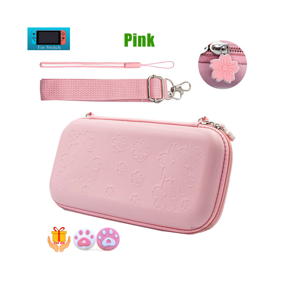 Maxpower (Switch ) Sakura Portable Storage Bag For Switch Travel Carrying Cherry Blossoms Bag Case For Nintendo Switchgame Pink