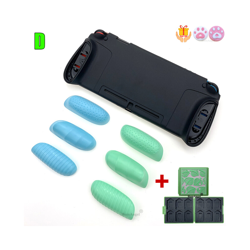 ( E) Tpu Gripcase For Nintendo Switch Maxcarry Protective Case Shell Ergonomic Handle Grip With Replaceable Grips + Game Card Black/Green/Blue 9190758664072