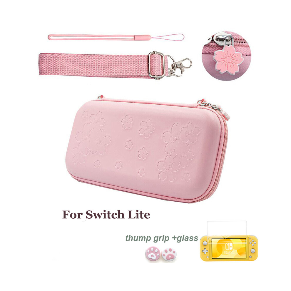 Maxpower ( For Switch Lite) Sakura Flower Skin Shell Carry Bag Switch Oled Pu Waterproof Pouch Case Storage Cover Box For Nintendo Switch Console Pink