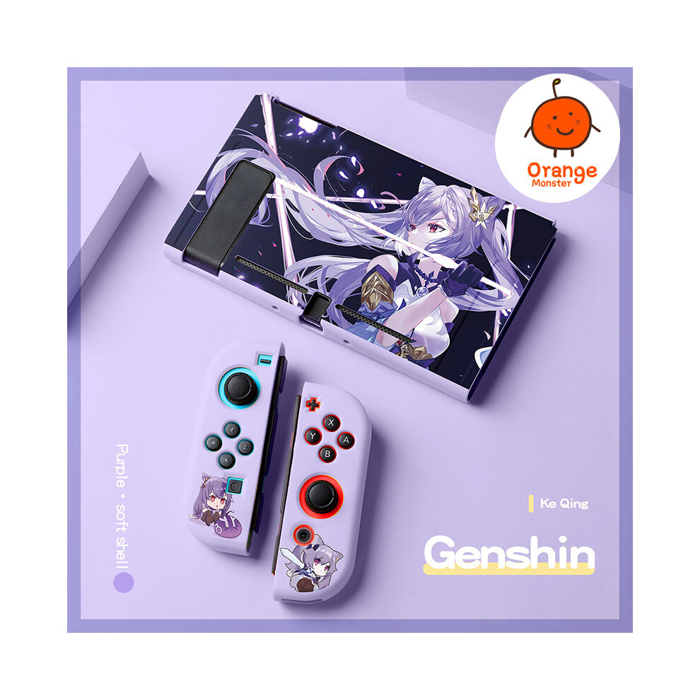 (Purple4) Soft Protective Cover For NS Switch/oled Genshin Anime Characters TPU Material Anti-slide Washable Anti-fall Decorative-image-OPC-PG8NN5N-NEW