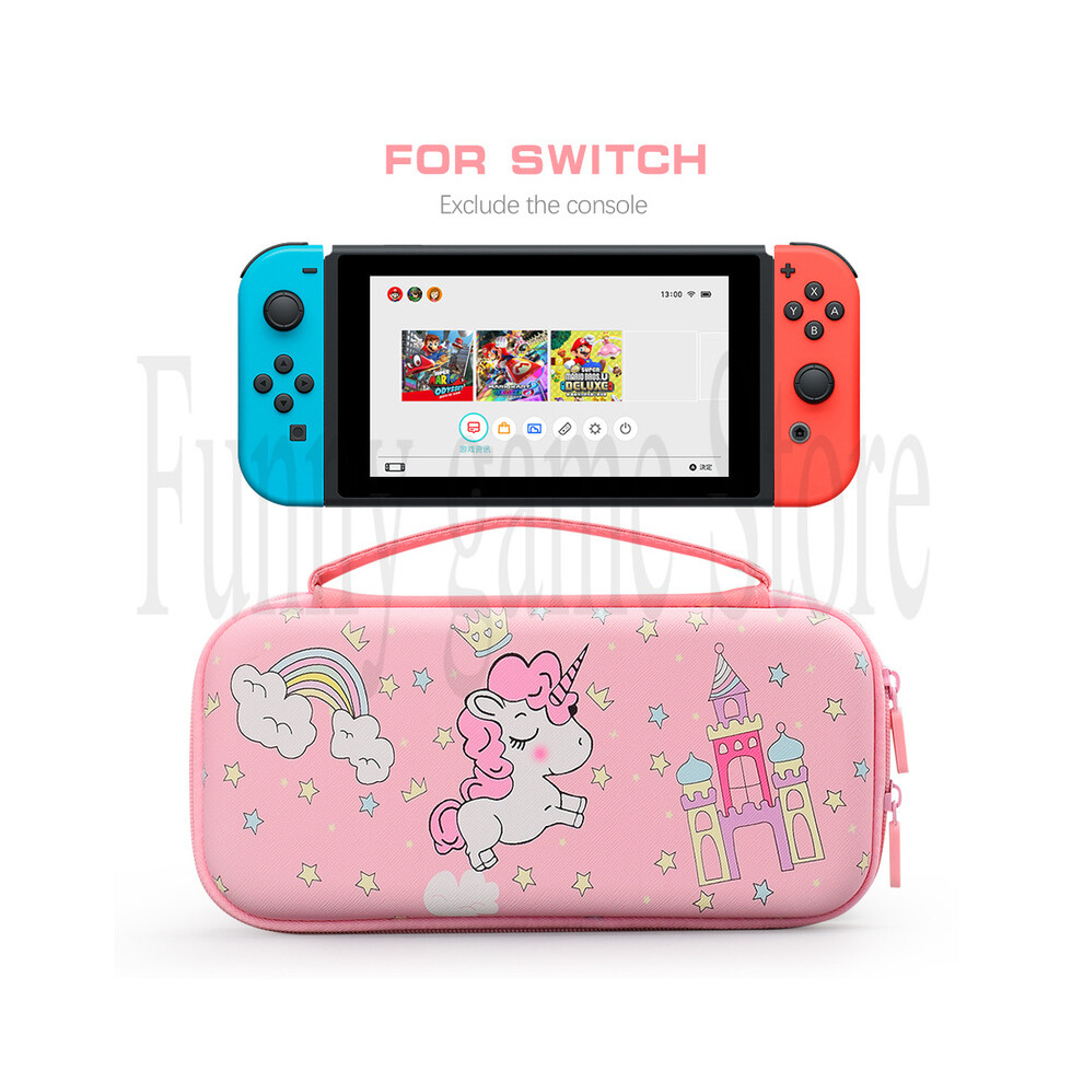 (Blue) Unicorn Hard Carrying Case for Nintendo Switch & Switch Oled Pink Portable Travel Case Accessory Protective Bag Cover  For