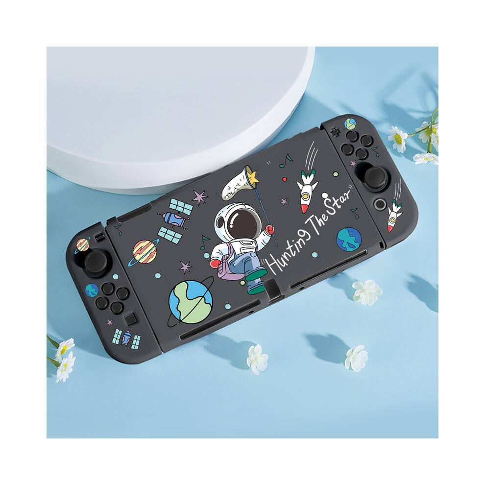 Maxpower (Style1) Lovely Astronaut Spaceman Nintendo Switch Oled Compatible Case Game Console Special Pc Case Full Package Fit Protective