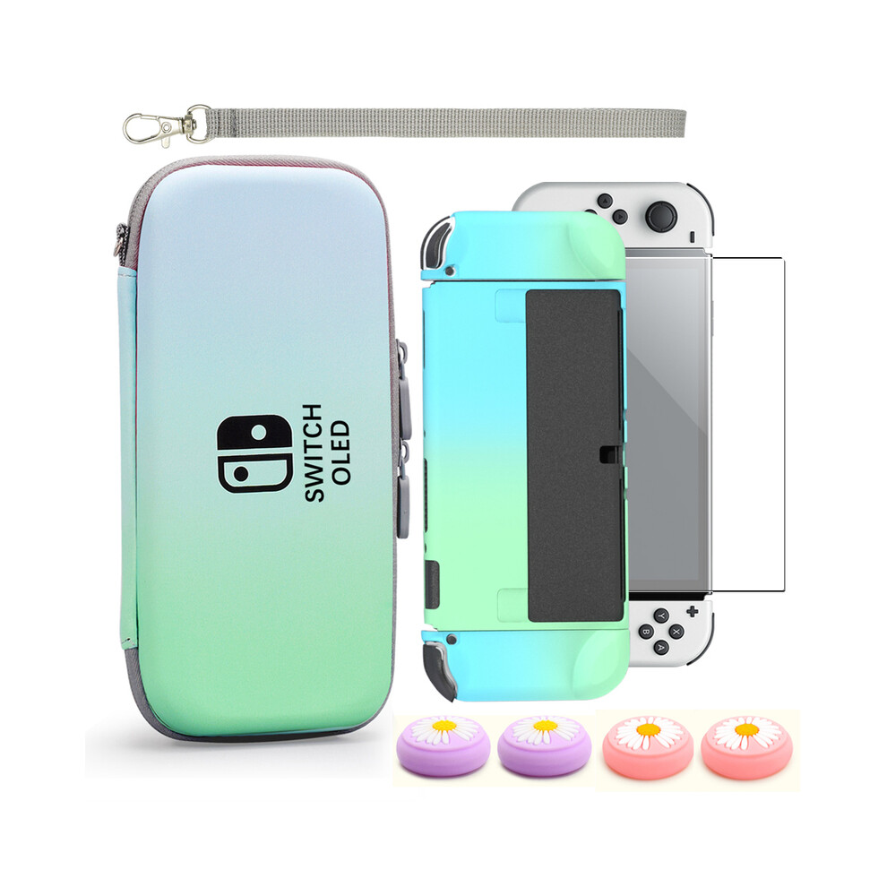 (Green) Switch Oled Game Accessories Kit Anti-drop Storage Carry Case Consoel Back Cover For Nintendo Switch Oled Tempered Glass-image-OPC-PG8NNK5-NEW