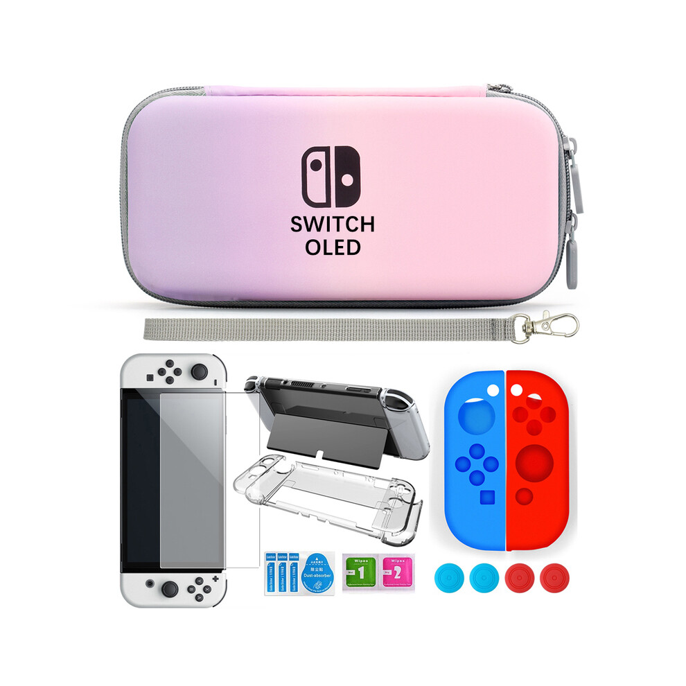 Maxpower (Grape) For Nintendo Switch Oled Case Bundle Bag Pack Game Accessories Kit Hard Shell Travel Storage Bag Joycon Protective Cover