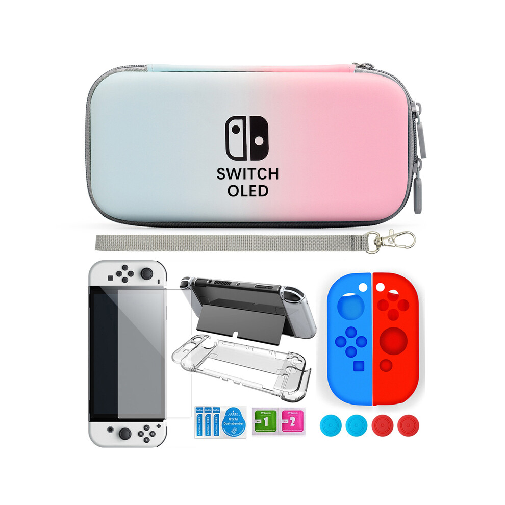 (Brick ) For Nintendo Switch Oled Case Bundle Bag Pack Game Accessories Kit Hard Shell Travel Storage Bag Joycon Protective Cover Red 9190758645408