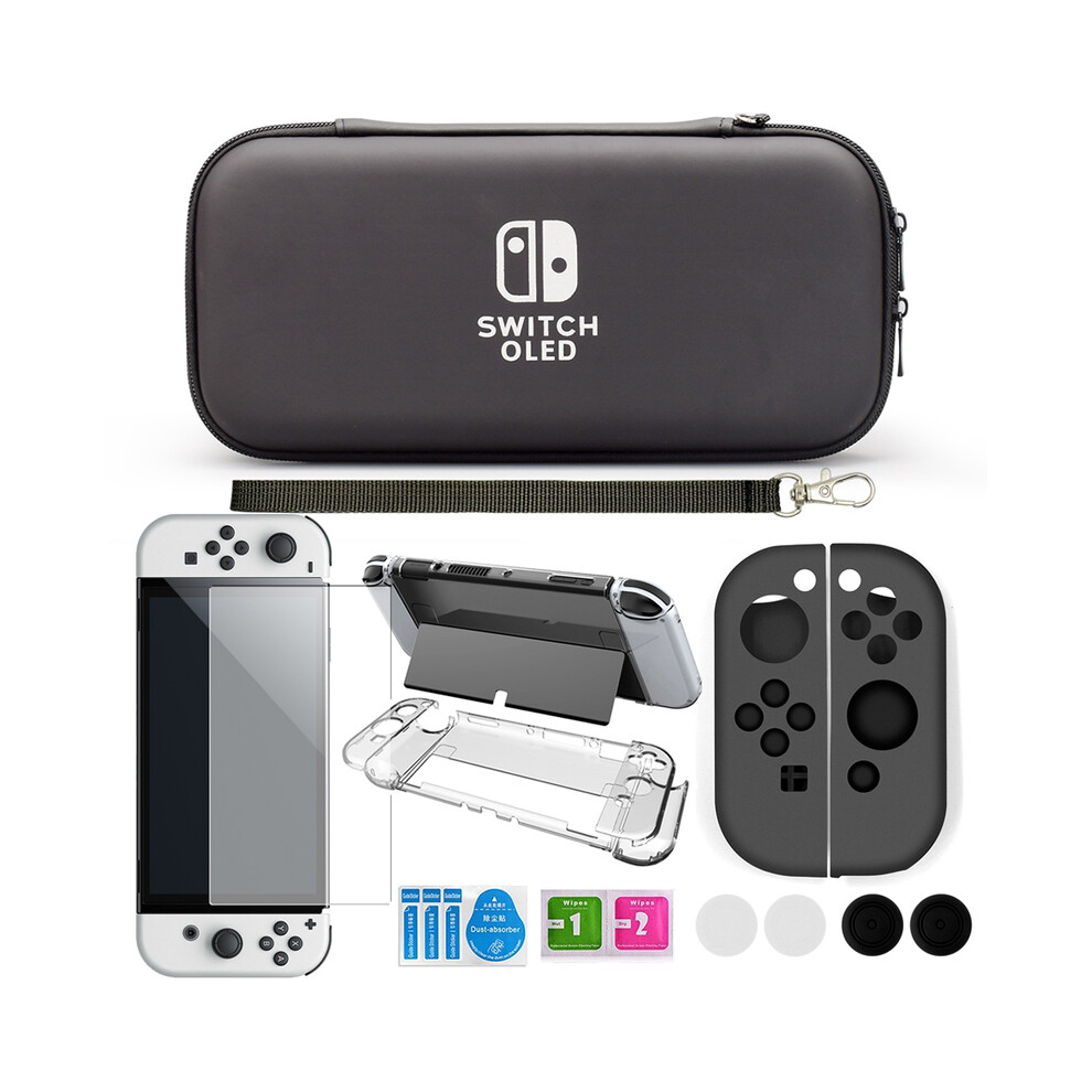 Maxpower (Black) For Nintendo Switch Oled Case Bundle Bag Pack Game Accessories Kit Hard Shell Travel Storage Bag Joycon Protective Cover