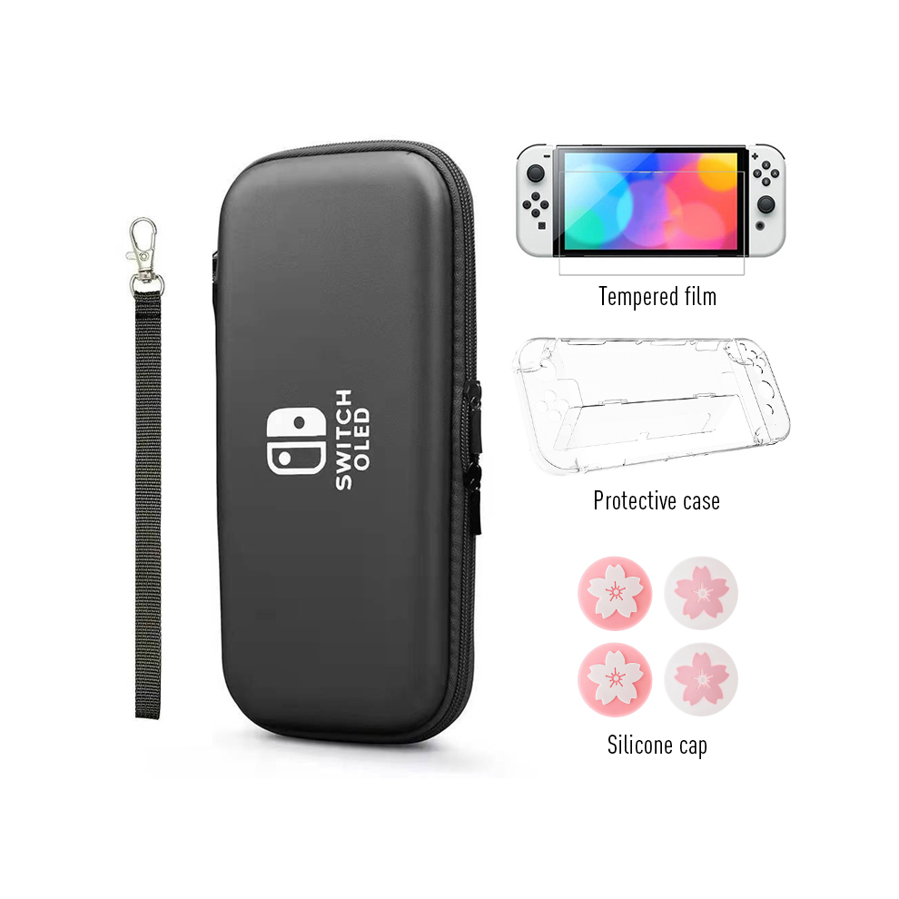 ( Cherry) Data Frog Carrying Pouch Compatible-Nintendo Switch Oled Storage Case Storage Bag Cover For Switch Oled Set Accessories Black 9190758641868