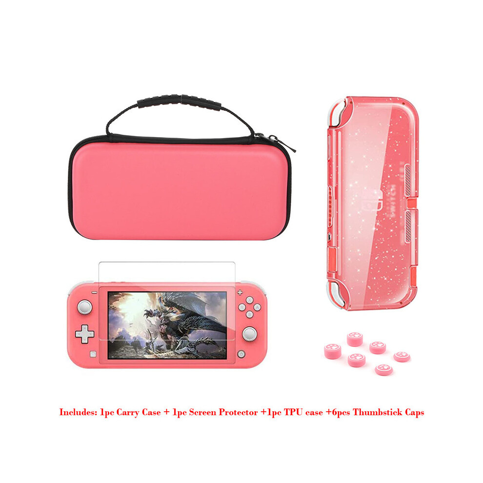 (Pack B) Switch Lite Accessories Bundle - Soft Glitter TPU Protective Case & Screen Protector for NS Switch Lite Carrying Case Bag