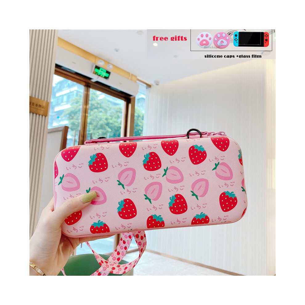 Maxpower (Switch Strawberrybag) For Nintendo Switch/Lite Console Storage Bag Protective Shell Hard Case Cover For Nintendo Switch Carrying Bag Game Accessory