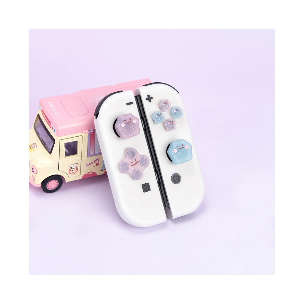 Maxpower (Bling) Lovely Silicone Soft D-Pad Cross Button Abxy Key Sticker Skin Case For Nintendo Switch Oled Joy-Con Thumb Stick Grip Cap