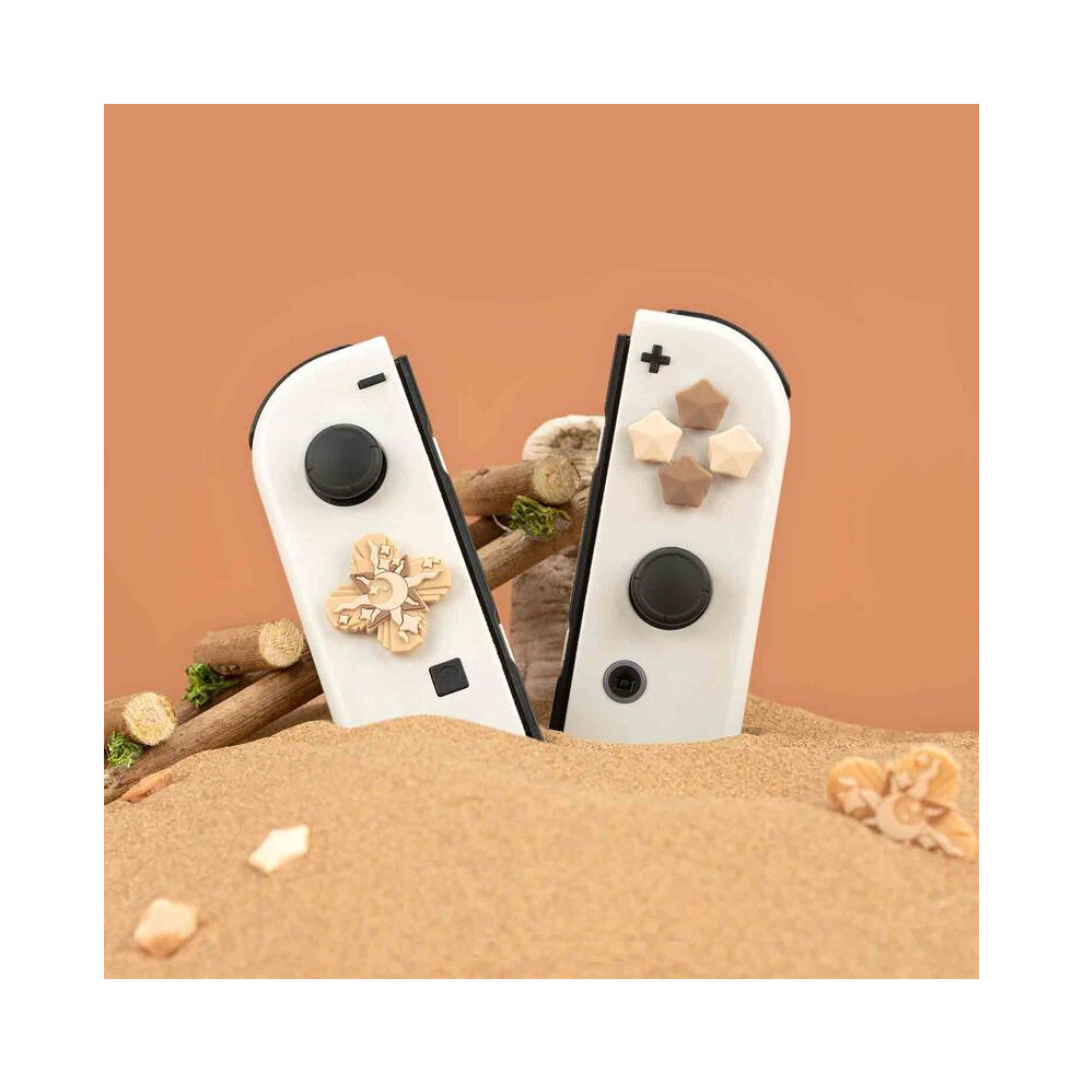 (Stars) Lovely Silicone Soft D-Pad Cross Button Abxy Key Sticker Skin Case For Nintendo Switch Oled Joy-Con Thumb Stick Grip Cap 9190758645941