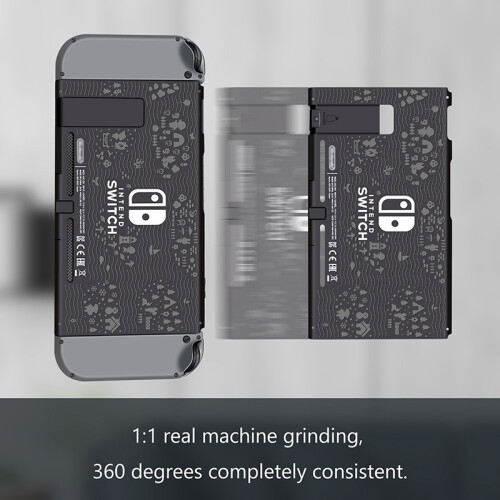 (C) Black Rear Back Cover Replacement Housing Shell Case Bottom for Nintendo Switch Backplate with Frame 2