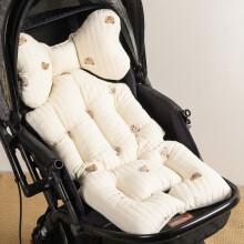 (bear thick) Baby Stroller Seat Cushion Pad for Car Puchair Liner Mat Thicken Cotton Breathable Cart Mattress Infant Newborn Pram Accessories