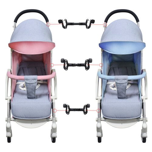 (Black) Twin Stroller Connector Lightweight Pram Adapter Turns Two Single Strollers Into One Double Stroller Universal Accessory 2
