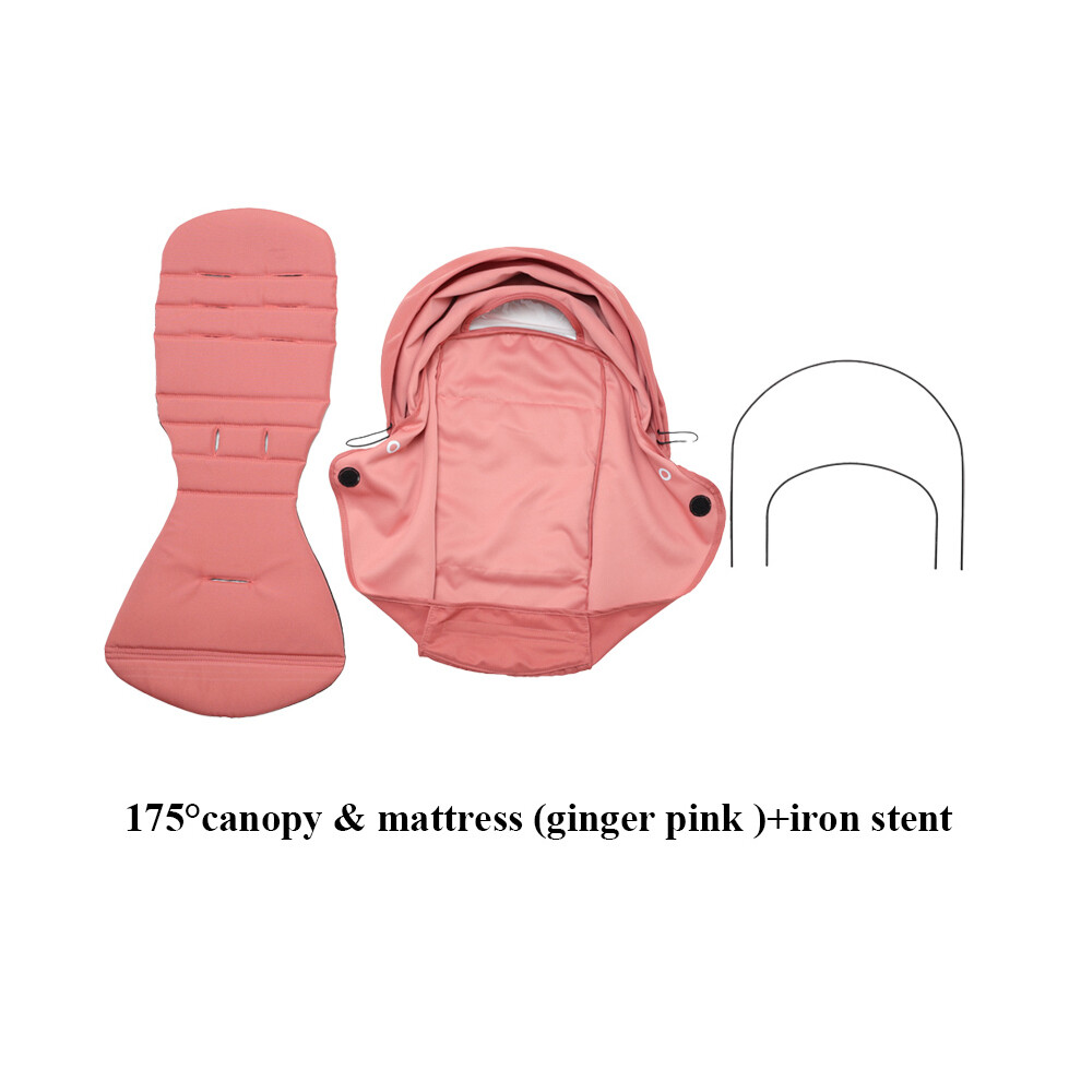 Maxpower (Pink With Stent) 175 Stroller Hood&Seat Liner For Babyzen Yoyo Canopy Cover Cushion Fit Yoyo2/Yoya Pram Sunshade 1:1 Fabric Stroller Accessories