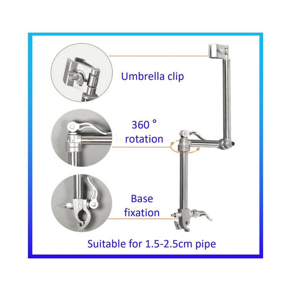 Maxpower (Type2) Wheelchair Accessories Umbrella For Chair Stroller 360 Adjustable Umbrella Stretch Mount Stand For Rolling Chair Wheelchair