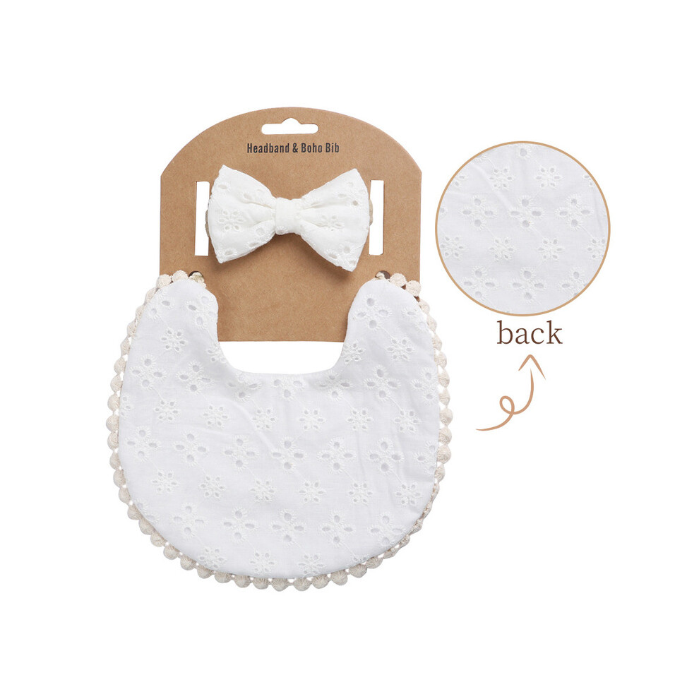 (black) Baby Boys Girls Bibs & Headband Floral PrintS Tassel Dinner Saliva Towel Vintage Double Side Feeding Bibs  Kids Hair Accessories