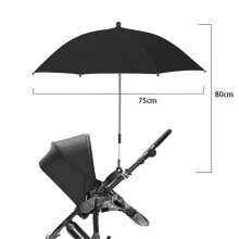 (Black-75cm) UV Protection Baby Stroller Umbrella With Clamp Universal Sunscree Rainproof Stroller Cover Umbrella Baby Stroller Accessories