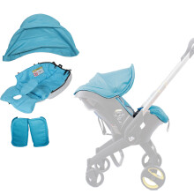 (Blue) 4IN 1 Car Seat Stroller Accessories Doona Replacement Cover Kit Canopy Sunshade Seat Cushion Shoulder Pads Doona Accessories