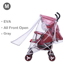 (EVA All Open Gray M) EVA Baby Stroller Accessories Waterproof Rain Cover Transparent Wind Dust Shield Zipper Open For Pushchairs Raincoat