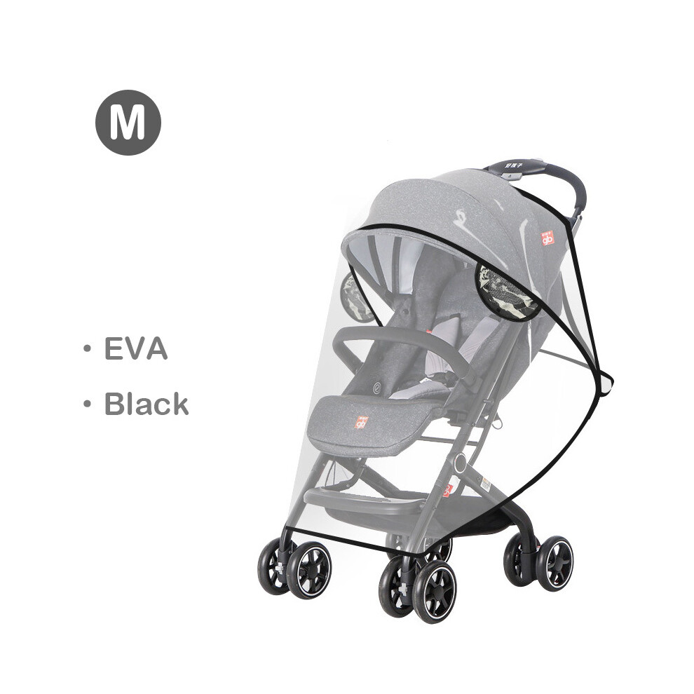 (Eva-No Open-M) Eva Baby Stroller Accessories Waterproof Rain Cover Transparent Wind Dust Shield Zipper Open For Pushchairs Raincoat Maxpower