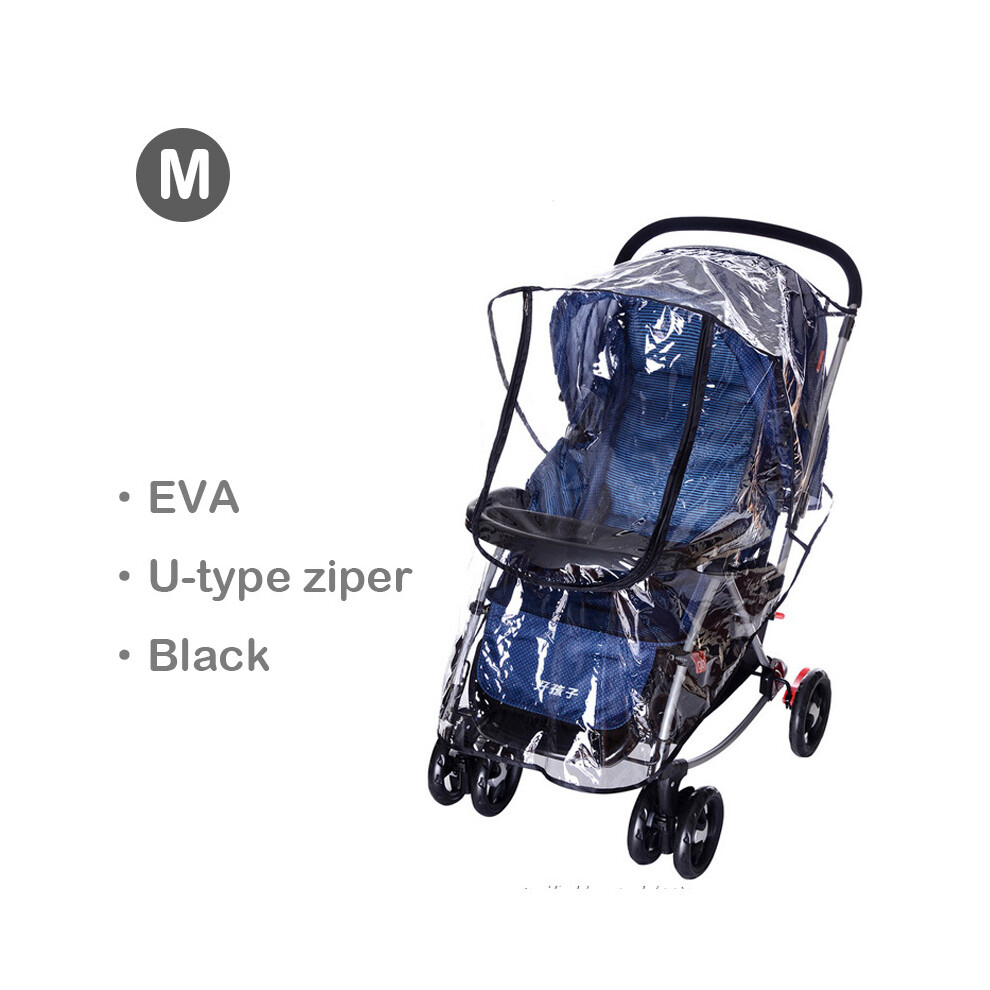 Maxpower (Eva-U Open-M) Eva Baby Stroller Accessories Waterproof Rain Cover Transparent Wind Dust Shield Zipper Open For Pushchairs Raincoat