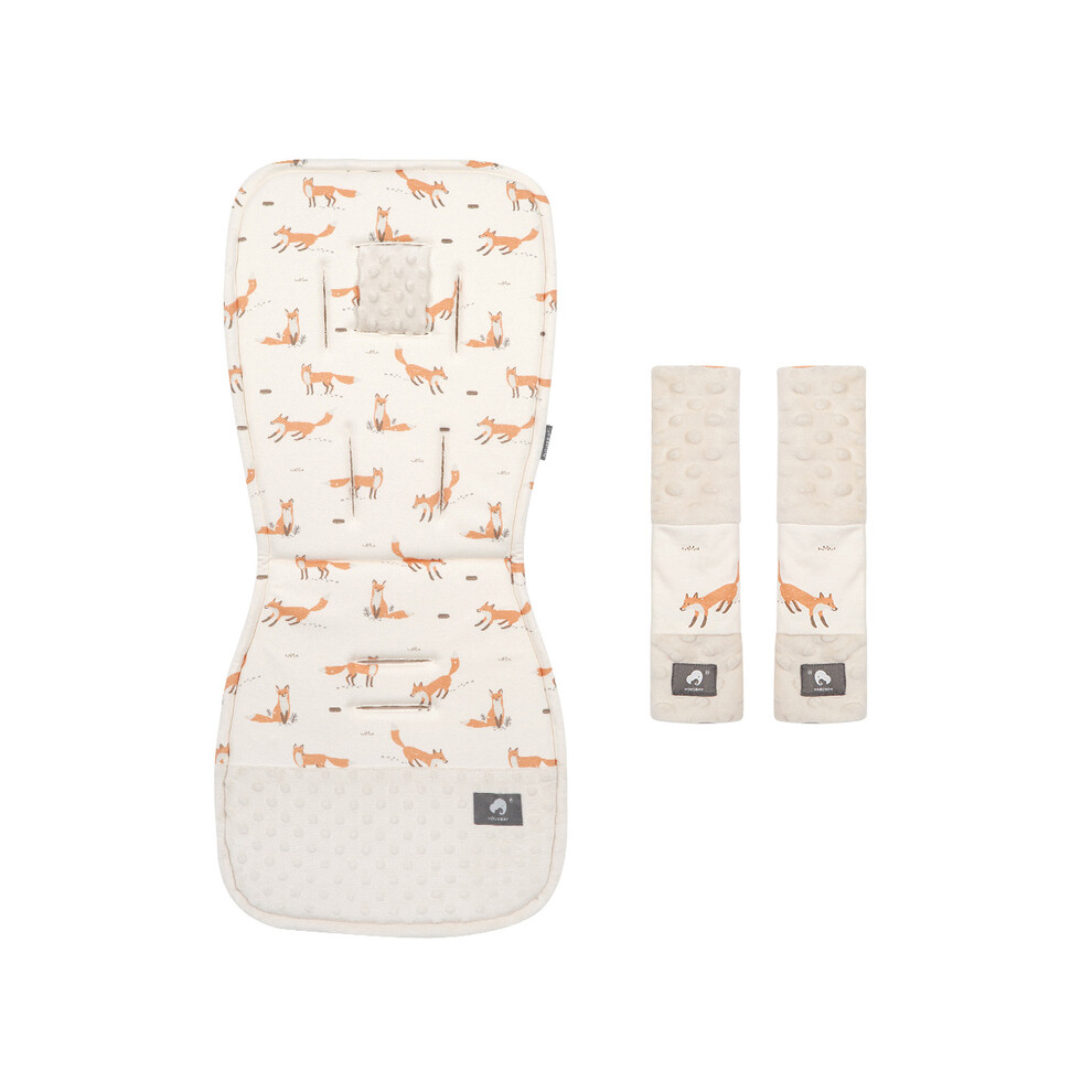 Maxpower (Fox) Stroller Cushion & Seat Belt Cover 2Pcs/Set Universal Baby Pram Seat Pad Soft Kids Pushchair Car Mat Stroller Accessories