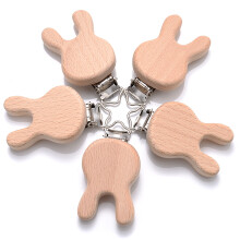(DD) 5Pcs/Lot New Arrival Lovely Wooden Pacifier Clip Natural Beech Wood Accessories for Baby Handmade Dummy Clips Pacifier Chain