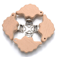 (BB) 5Pcs/Lot New Arrival Lovely Wooden Pacifier Clip Natural Beech Wood Accessories for Baby Handmade Dummy Clips Pacifier Chain