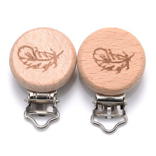 (M) 5Pcs/Lot New Arrival Lovely Wooden Pacifier Clip Natural Beech Wood Accessories for Baby Handmade Dummy Clips Pacifier Chain