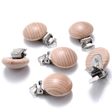 (JJ) 5Pcs/Lot New Arrival Lovely Wooden Pacifier Clip Natural Beech Wood Accessories for Baby Handmade Dummy Clips Pacifier Chain