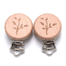 (K) 5Pcs/Lot New Arrival Lovely Wooden Pacifier Clip Natural Beech Wood Accessories for Baby Handmade Dummy Clips Pacifier Chain