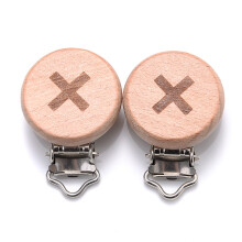 (L) 5Pcs/Lot New Arrival Lovely Wooden Pacifier Clip Natural Beech Wood Accessories for Baby Handmade Dummy Clips Pacifier Chain