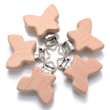 (EE) 5Pcs/Lot New Arrival Lovely Wooden Pacifier Clip Natural Beech Wood Accessories for Baby Handmade Dummy Clips Pacifier Chain
