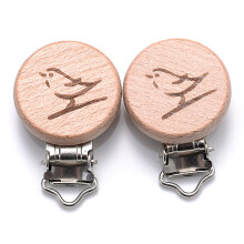 (P) 5Pcs/Lot New Arrival Lovely Wooden Pacifier Clip Natural Beech Wood Accessories for Baby Handmade Dummy Clips Pacifier Chain