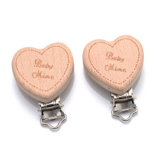 (Q) 5Pcs/Lot New Arrival Lovely Wooden Pacifier Clip Natural Beech Wood Accessories for Baby Handmade Dummy Clips Pacifier Chain