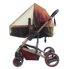 (Brown) Baby Stroller Pushchair Mosquito Insect Shield Net Safe Infants Protection Mesh Stroller Accessories Mosquito Net 150cm