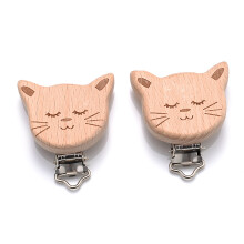 (U) 5Pcs/Lot New Arrival Lovely Wooden Pacifier Clip Natural Beech Wood Accessories for Baby Handmade Dummy Clips Pacifier Chain