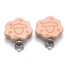 (Y) 5Pcs/Lot New Arrival Lovely Wooden Pacifier Clip Natural Beech Wood Accessories for Baby Handmade Dummy Clips Pacifier Chain